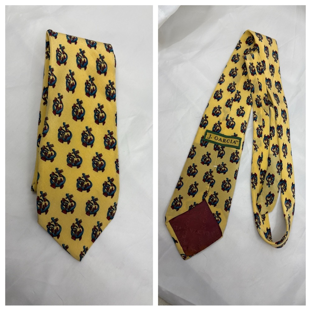 J. Garcia Yellow and Blue Patterned Tie Silk